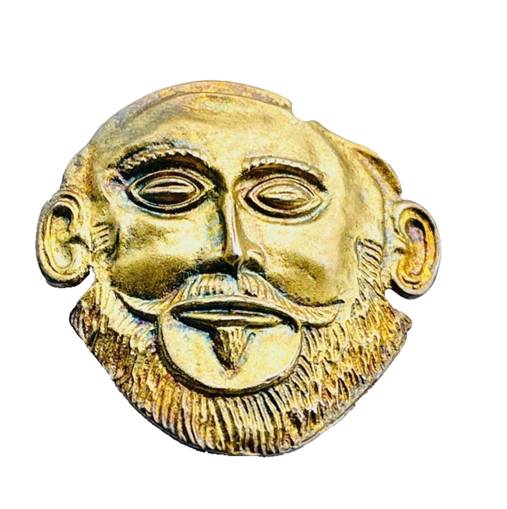 Vintage MMA CMA Gold Vermeil 925 Sterling Mask of Agamemnon Brooch Pin